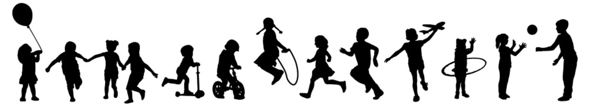 vector silhouette of played children