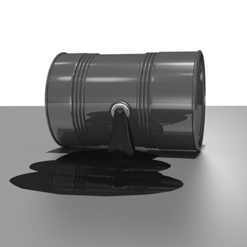 3d Ölfass mit auslaufenden Öl, Umweltverschmutzung, freigestellt
