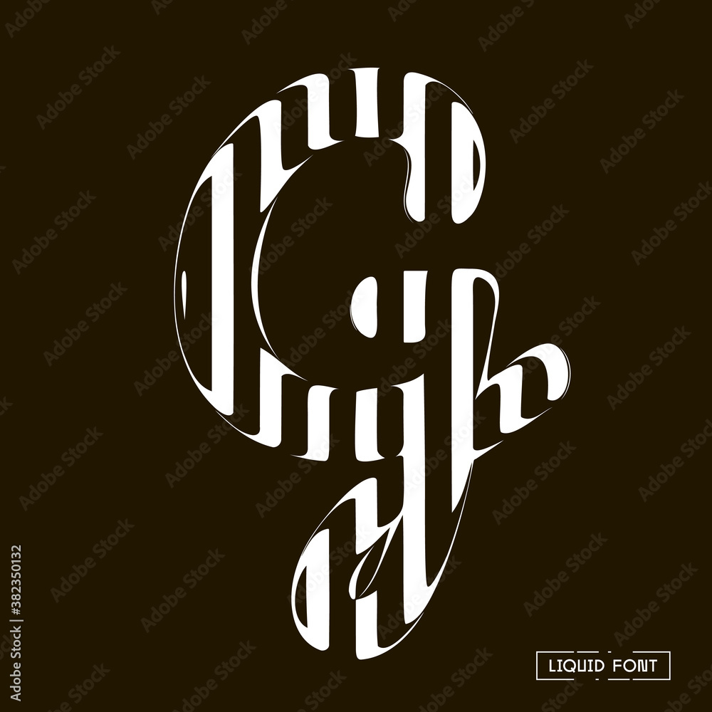 Fototapete g letter formed by parallel lines. a letter made of glass through which lines are visible that are d