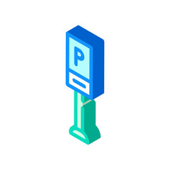 parking sign isometric icon vector color illustration