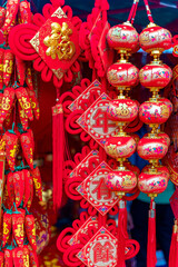Fototapeta premium Sanya, Hainan/China-08.04.2020:The view of chinese market and new year preparation.