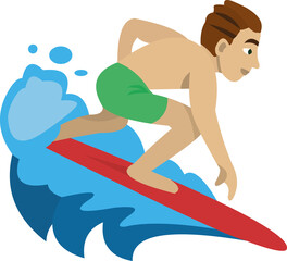 Vector illustration of emoticon of a surfer