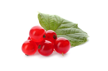 Delicious ripe red currants isolated on white