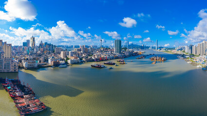 Fototapeta na wymiar Aerial photography of China's Macau Peninsula and Zhuhai city scenery