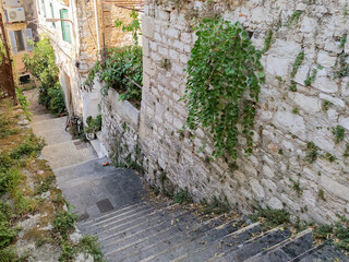 Old town street stairs stones