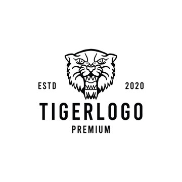 Black Head Tiger Logo design Vector