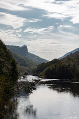 landscape with lake and mountains