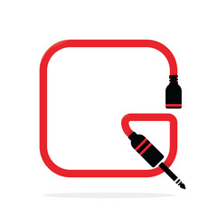 Alphabet Q letter logo formed by jack cable or wire. Vector design template elements for your audio, sound or music application or corporate identity. Sign or symbol illustration isolated on white