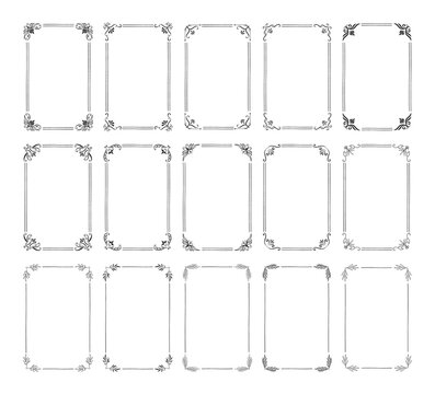 Rectangle ornate frames for wedding and card design. Vector isolated illustration.