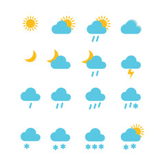 Weather colored line icons set isolated on white background