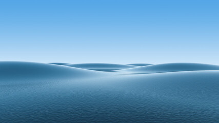Blue ocean and waves and blue gradient sky. 3D illustration