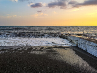 Sunset at the seaside as a background