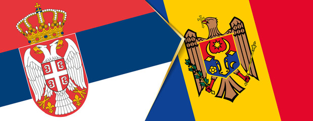 Serbia and Moldova flags, two vector flags.