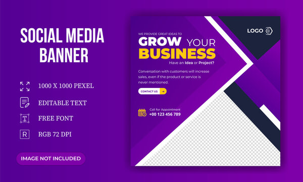 Awesome unique and creative and professional business ads banner social media banner template with a square flyer or Instagram post or flyer Design or web banner or Facebook post banner editable file