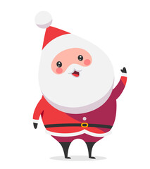 Cute Santa Claus saying hello. Vector illustration isolated on white background.