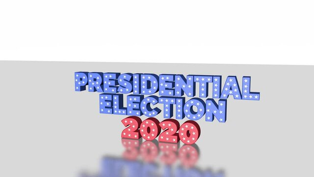  USA Presidential Election 2020 3D Title Animation On White Background, Political News Campaign, Motion Graphics, 4k