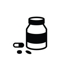 Drug bottle icon vector isolated on white, logo sign and symbol.