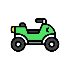 transportation icons related atv car or bike with handle and light vectors with editable stroke,
