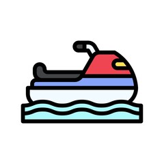 transportation icons related sail boat with handle and water waves vectors with editable stroke,