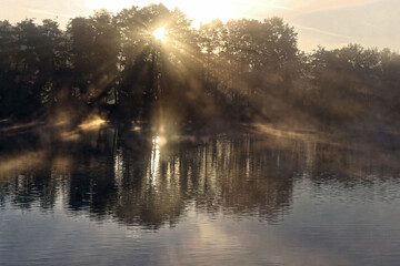 Fototapeta premium misty morning on the river