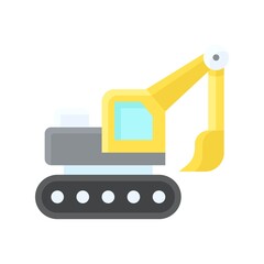 transportation icons related excavator truck with tires vectors in flat style,