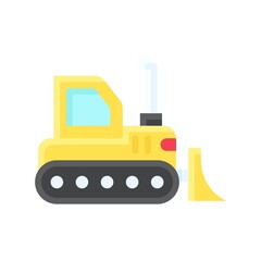 transportation icons related bulldozer truck with tires vectors in flat style,