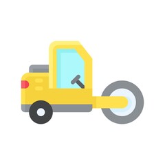 transportation icons related steamroller for construction with roller vectors in flat style,