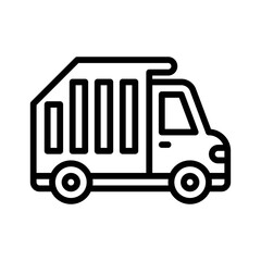 transportation icons related trash truck and lights vectors in lineal style,