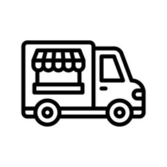 transportation icons related van shop for public vectors in lineal style,