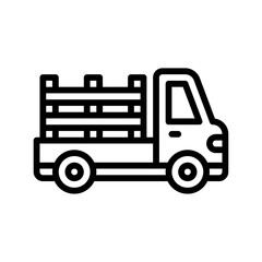 transportation icons related pickup truck for transportation with lights vectors in lineal style,
