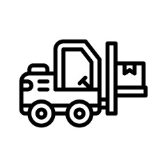 Fototapeta premium transportation icons related bulldozer truck with box vectors in lineal style,