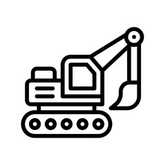 transportation icons related excavator truck with tires vectors in lineal style,