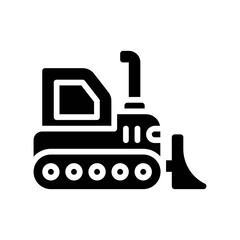 transportation icons related bulldozer truck with tires vectors in solid design,