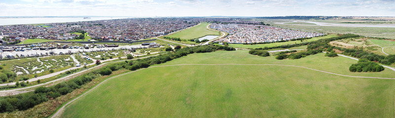 aerial view of canvey island in essex england