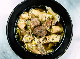 Braised Beef Soup in bowl, Thai street food.