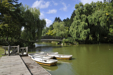Obraz premium 公園の池ボート