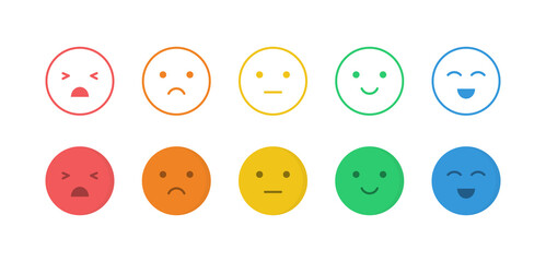 User Experience Feedback Concept. Satisfaction Level in the Form of Emoticons. Negative, Neutral, Positive.