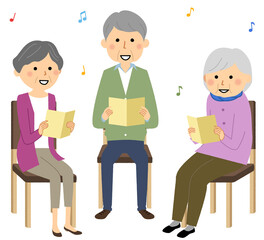 レクレーションで歌う高齢者