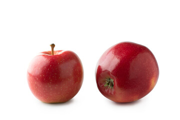 Two fresh red Gala apples isolated on white background. Clipping path