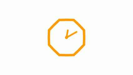 Orange color 12 hours counting down clock icon without trick,clock icon