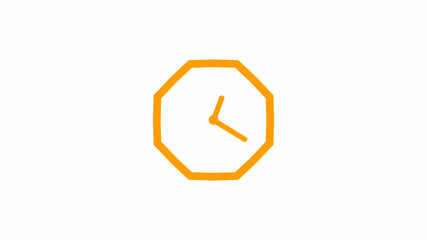 Fototapeta premium Orange color counting down 12 hours clock icon on white background,clock icon without trick