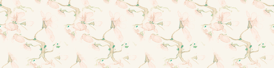 Fototapeta na wymiar Seamless Flower Repeating. Pastel Sakura Tree 