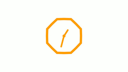 Fototapeta premium Orange color counting down 12 hours clock icon on white background,clock icon without trick
