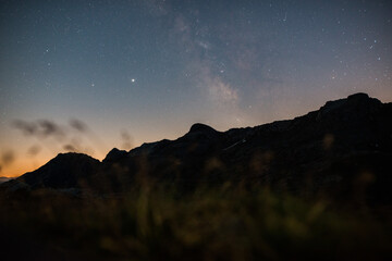 milky way at the sunset