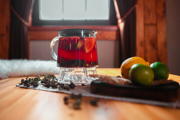 grapefruit in a glass