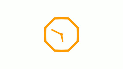 Orange color counting down 12 hours clock icon on white background,clock icon without trick