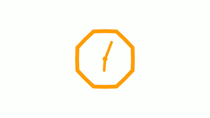 Fototapeta premium Orange color counting down 12 hours clock icon on white background,clock icon without trick