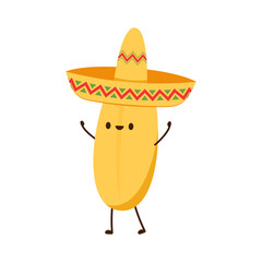 Rice character design. rice vector on white background. rice seed. Rice with a Mexican hat.