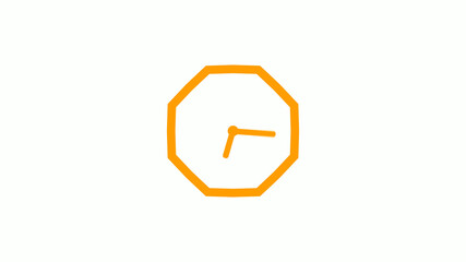 New orange color counting down clock icon on white background,Clock icon without trick
