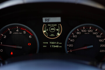 car​ instrument panel, car​ speen  motor of​ night, car​ dashboard​ modern​ automobile...